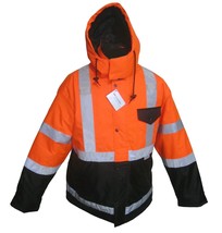 New Class 3 Orange Reflective Polar Parka Winter Safety Work Jacket Men ... - £38.68 GBP