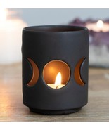 Pack Of 2 Wicca Triple Moon Goddess Black Ceramic Tea Light Votive Candl... - $29.87 CAD