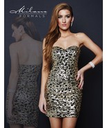 Milano Formals E1668 Gold Sequins on Black Strapless Party Mini Dress 8 - £77.32 GBP