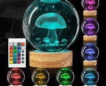 3D Mushroom Crystal Ball Night Light 3.15 Inch Mushroom Glass Ball Lamp ... - £34.00 GBP