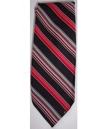 Vintage C De Carlo Men’s Red Black &amp; White Strip Tie - $5.99