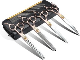 AAA Dog Grooming Scissors Kit, Professional 6 In 1 Dog Scissors Sharp Shears Set - $122.98