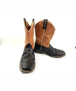 ARIAT Western Boots Youth Boys 1.5M  Quickdraw 4LR Shoes Brown Roper Cowboy - $37.74 CAD