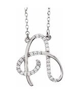 Unisex 14k White Gold 1/10CTW Diamond A Pendant Necklace - $994.00