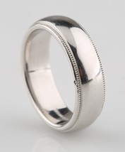Tiffany &amp; Co Mens Platinum Milgrain Wedding Band Ring 6mm Size 7.5 Retir... - £1,813.30 GBP