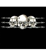 THREE SKULL WITH BARBWIRE BLACK TEE SHIRT SIZE XXL adult T140 triple skulls - £5.71 GBP