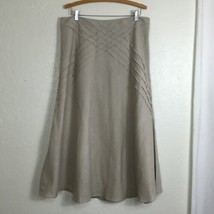 Edward Skirt Size 14 Oatmeal 100% Linen 100% Polyester Lined Diagonal Fr... - $39.59