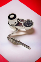 Vintage 1980s Snap On Tools Torque Wrench Tie Tack Silver Tone with Chain HTF - £31.64 GBP