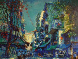 Travelling at Night,  30:&quot;x32&quot; Phuong&#39;s Vietnamese hand painted oil pain... - $399.00