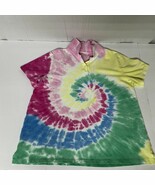 Lands End Rainbow Tie Dye Polo Shirt Short Sleeves Women’s Sz XL Golf Pr... - $283.09 MXN