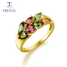 tourmaline rings good multi color natural gemstone Simple luxury design 925 ster - £58.36 GBP