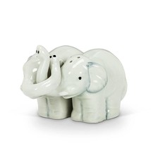 Hugging Elephant Salt and Pepper Shakers Gray Ceramic 3.5" long Glossy image 2