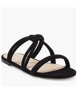Stuart Weitzman Twist Knot Leather Slide Sandal, Designer Size 8, Black,... - $139.00