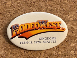 RARE Vintage RodeoWest Kingdome Seattle Pinback Button Rodeo Washington - $13.56