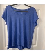 J Jill Small Blue Scoop Neck Slub Tee Short Sleeve Shirt 100% Cotton - £12.41 GBP