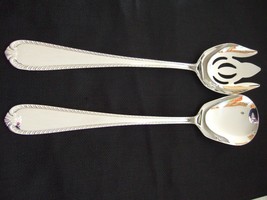 PAIR OF SALAD SERVERS REED &amp; BARTON DOMAIN PATTERN 18/10 STAINLESS - £16.47 GBP