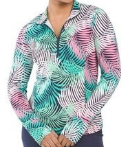 Nwt Tommy Bahama Navy Green Pink Dark Tropical Long Sleeve Mock Golf Shirt L Xl - £47.95 GBP