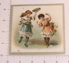 Victorian Trade Card Two Girls In Dresses Dancing VTC 4 - £3.98 GBP