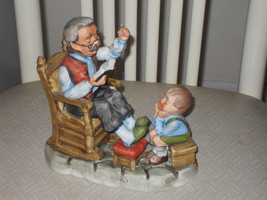Vintage Lefton Grandpa Sitting In Chair Reading Book To Child Porcelain ... - $44.99