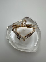 Vintage Gold Swarovski Crystal Bow Heart Brooch 5cm - $59.40