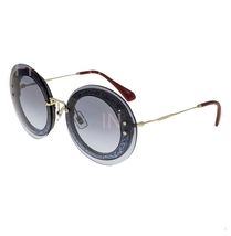 Miu Miu Reveal Round Sunglasses MU10RS Pale Gold Blue Red Glitter Gradient 10R - £194.66 GBP