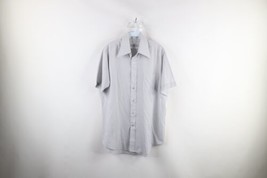 Vintage 70s Streetwear Mens 16 Sheer Collared Mechanic Button Shirt Gray USA - £38.91 GBP
