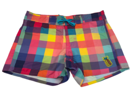 LittleMissMatched Hello Summer Plaid Board Shorts Girls 8 Multicolor Pineapple - $6.93