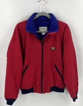 VTG 90s LL Bean Jacket Mens Size Medium Red Blue Fleece Lined Zip Up Coat - £35.56 GBP