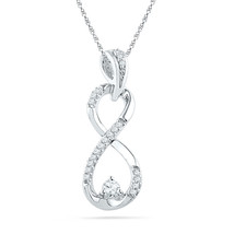 10kt White Gold Womens Round Diamond Vertical Infinity Pendant 1/5 Cttw - £235.28 GBP