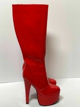 Women Red Knee High Boots Platform Stiletto Heel Patent Leather Shoe Sz 5,10,11 - £49.24 GBP