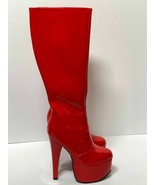 Women Red Knee High Boots Platform Stiletto Heel Patent Leather Shoe Sz ... - £47.87 GBP