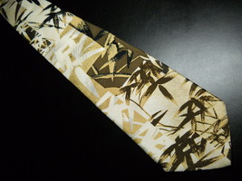 National Museum of Korea Dress Silk Neck Tie Bamboo Forest in Browns and Golds - £10.44 GBP