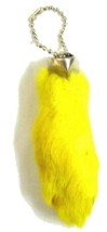 2 Yellow Colored Rabbit Foot Key Chians Novelty Bunny Fur Hair Feet Ball Chain - £3.69 GBP