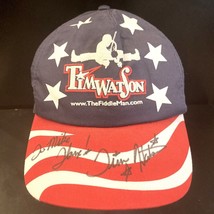 Tim Watson Hat Cap Red White Blue Stripes Stars Autographed Fiddle Man C... - $4.81