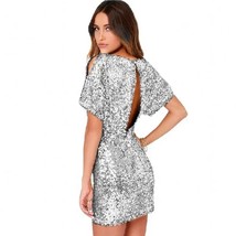  Sequins Evening Party Dress Shiny  Short Club Disco Dress High Quality Vestido  - £95.82 GBP