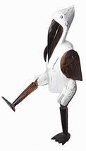Shelf Sitter White Pelican Statue Hand Painted Carved Wood Meditating Yoga - $21.72
