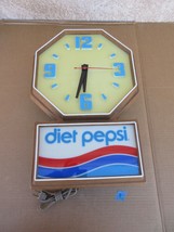 Vintage Diet Pepsi Hanging Wall Clock Sign Advertisement  P - £140.54 GBP