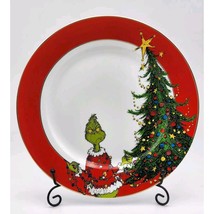 Dr Seuss Grinch Dinner Plate Christmas Holiday Red Gold Rim Brand New Sh... - $16.82