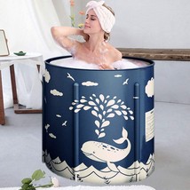 Foldable Bathtub Portable Soaking Bath Tub,Eco-Friendly Bathing, Blue Whale-1 - £51.95 GBP