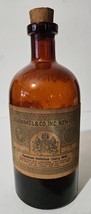 Antique, Amber Bottle Schimmel &amp; Co. Inc. New York (Says 1 LB)  7.75&quot; Tall - £17.65 GBP