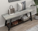 Oastreeful Grey Storage Bench Industrial Rustic Wooden And Metal Entrywa... - £102.17 GBP