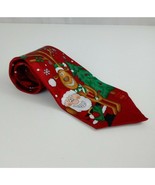 Hallmark Yule Tie Greetings Red Tie With Santa Claus &amp; Reindeer Design - €11,13 EUR