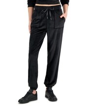 MSRP $32 Crave Fame Juniors&#39; Velour Drawstring Jogger Pants Black Size L... - $23.76