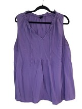 Women&#39;s Torrid Top Lavender Challis Pintuck Tank Tie Neck Plus Size 2 - £17.37 GBP