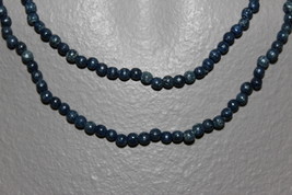  WOODEN BEADS  36&quot; NECKLACE 4 MM BLUE ROUND BEADS CRAFT BEADS - $3.59