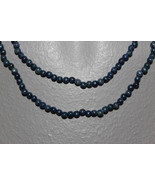  WOODEN BEADS  36&quot; NECKLACE 4 MM BLUE ROUND BEADS CRAFT BEADS - £2.86 GBP