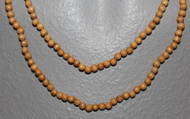  WOODEN BEADS  36&quot; NECKLACE 4 MM NATURAL TONE ROUND BEADS CRAFT BEADS - $3.59
