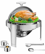 Roll Top Chafing Dish Buffet Set, 6 Qt Stainless Steel Chafer with 1 Ful... - $6,927.81 MXN