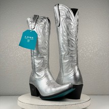 NEW Lane SMOKESHOW Womens Silver Cowboy Boots 6.5 Leather Western Style Cowgirl - £167.39 GBP