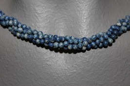  THE TWIST BEADS ERA!  36&quot; NECKLACE OF 4 MM ROUND BEADS BLUE BLENDS - £1.80 GBP